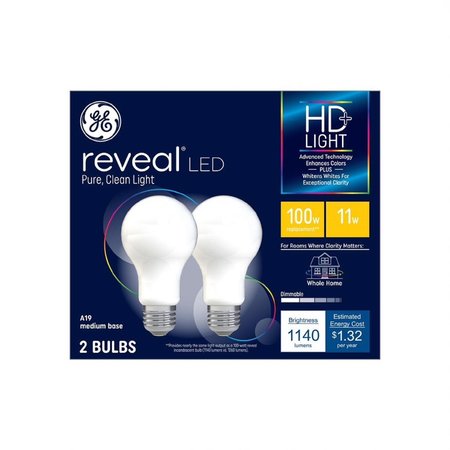 CURRENT Reveal HD+ A19 E26 (Medium) LED Light Bulb Pure Clean Light 100 Watt Equivalence , 2PK 46657